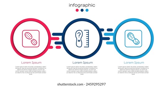 Set line Human footprints shoes, Square measure size and . Business infographic template. Vector