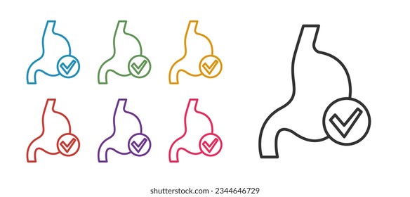 Set line Human stomach health icon isolated on white background. Set icons colorful. Vector