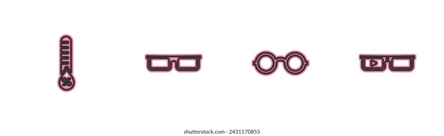 Set line Humidity, Glasses,  and Smart glasses icon. Vector