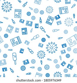 Set line Ice cream, Firework and Plastic bag of drug on seamless pattern. Vector
