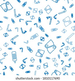 Set line Ice cream, Rubber flippers and Snorkel on seamless pattern. Vector