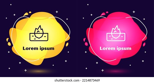 Set line Iceberg icon isolated on blue background. Abstract banner with liquid shapes. Vector