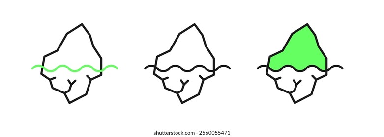 Set line Iceberg icon isolated on white background.  Vector
