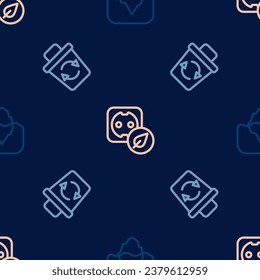 Set line Iceberg, Recycle bin and Electrical outlet on seamless pattern. Vector