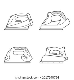 Set line icon electric iron