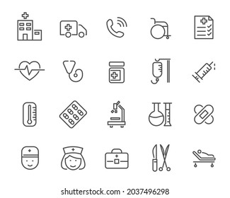 Set line icon of Hospital and Medical.