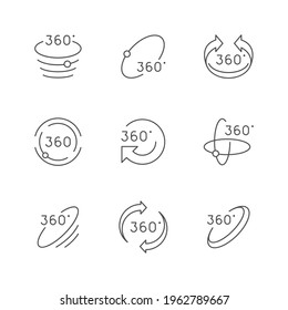 Set line icons of 360 degrees rotation
