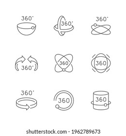 Set line icons of 360 degrees rotation
