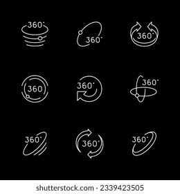 Set line icons of 360 degrees rotation