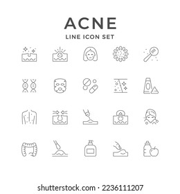 Set line icons of acne