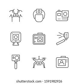 Set line icons of action camera