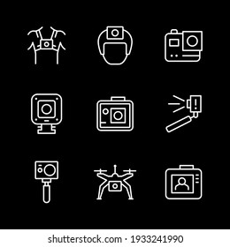 Set line icons of action camera