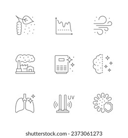 Set line icons of air purification