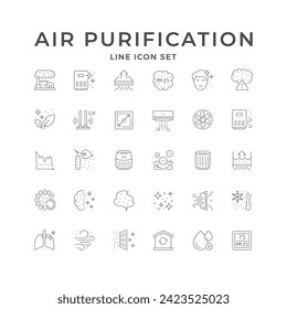 Set line icons of air purification