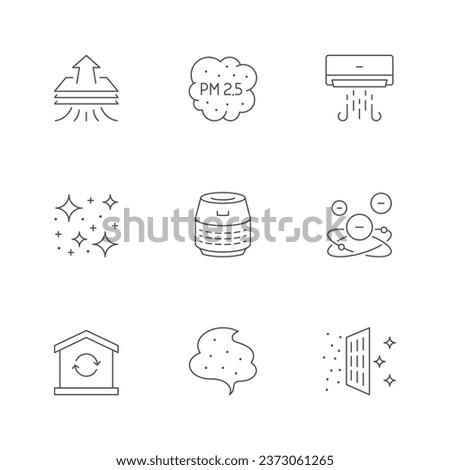 Set line icons of air purification