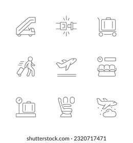 Set line icons of airport