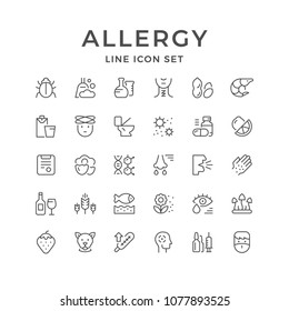 Set Line Icons Of Allergy