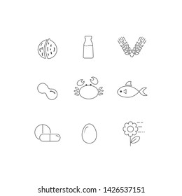 Set line icons of allergy