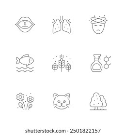 Set line icons of allergy