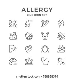 Set line icons of allergy