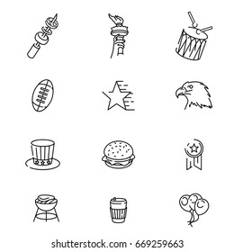 set of line icons american independence day pack