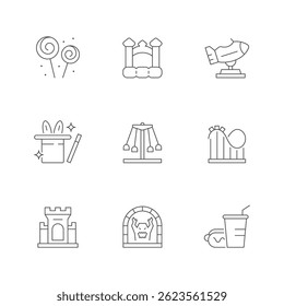 Set line icons of amusement park