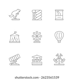 Set line icons of amusement park
