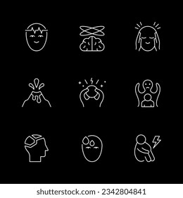 Set line icons of anxiety