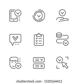 Set line icons of approval