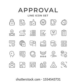 Set line icons of approval