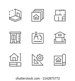 Set line icons of architectural