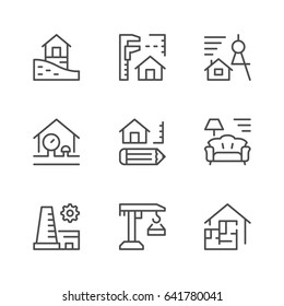 Set line icons of architectural