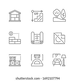 Set line icons of architecture