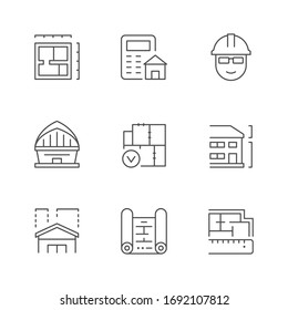 Set line icons of architecture