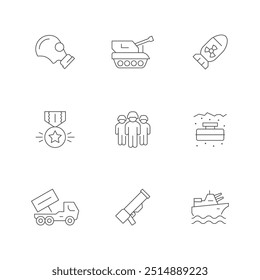 Set line icons of army