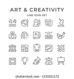 Set line icons of art and creativity