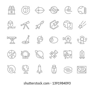 Set of line icons of astronomy for modern concepts, web and apps.
