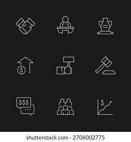 Set line icons of auction