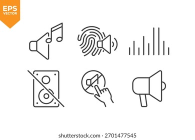 Conjunto de iconos de línea Audio. Iconos de contorno Iconos de colección Ilustración de stock