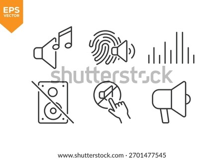 Set of line icons Audio. Outline icons collection stock illustration stock illustration