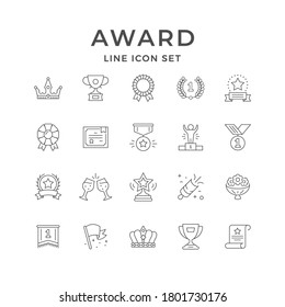 Set line icons of award