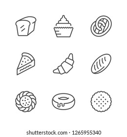 Set line icons of bakery