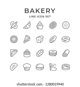 Set line icons of bakery