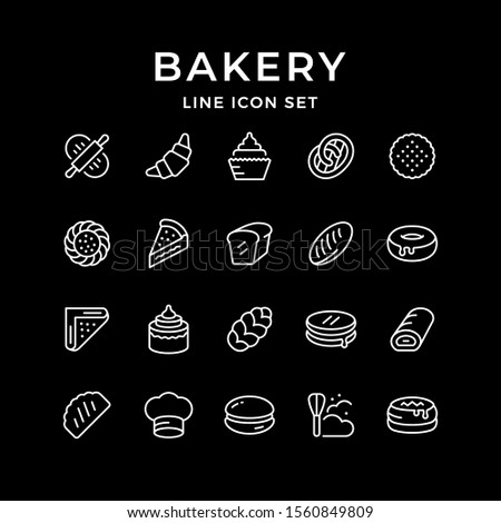 Set line icons of bakery