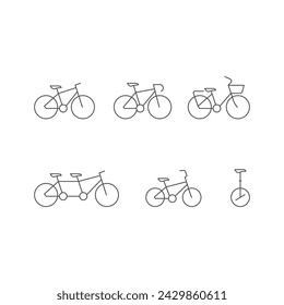 Set line icons of bicycle