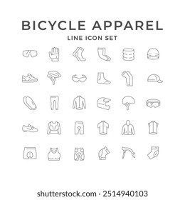 Set line icons of bicycle apparel