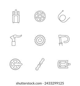 Set line icons of bicycle part