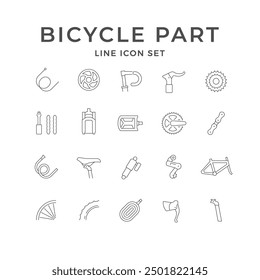 Set line icons of bicycle part