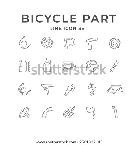 Set line icons of bicycle part