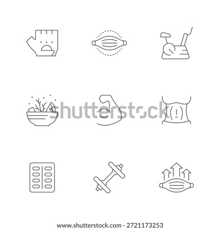 Set line icons of bodybuilding